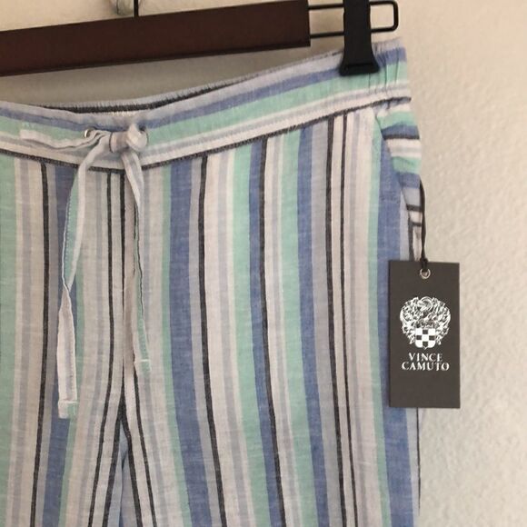 NWT Vince Camuto Linen Aqua Ice Striped Pants - S - Picture 3 of 9